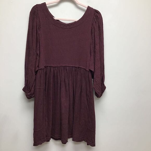 Free People Womens Decadent A Line Dress‎ Red Stretch Scoop Keyhole Back S New - Picture 1 of 9